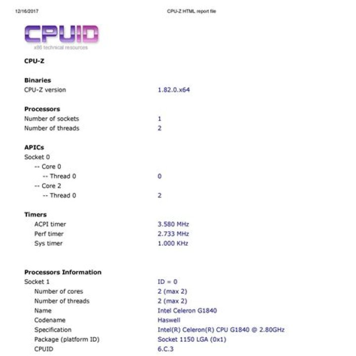 CPU-Z HTML report file